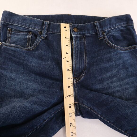 Uniqlo Red Line Selvedge Men's Slim Straight Low Rise Denim Blue Jeans 35Wx31L - Picture 13 of 13